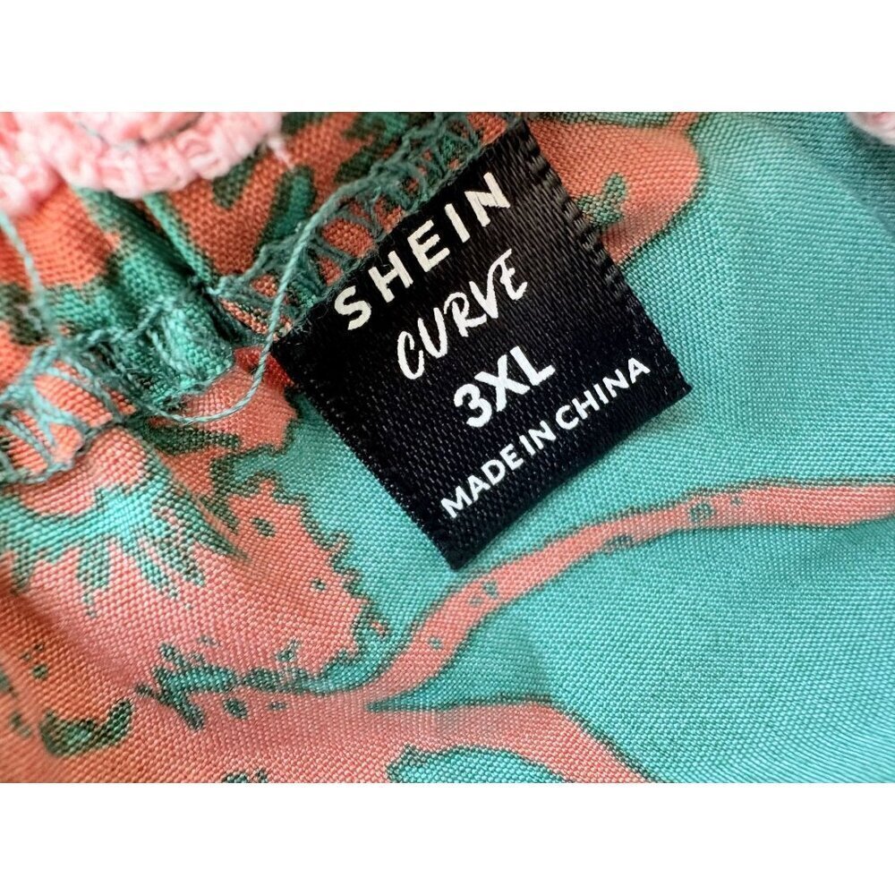 Shein Curve 3X Cutout Maxi Dress Green Coral - Picture 6 of 7